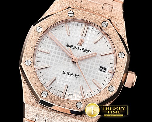 오데마피게 AP Royal Oak 37mm Frosted RG/RG White JHF MY9015 -AP0513D