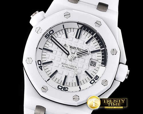 오데마피게 Royal Oak Diver 15707CE CER/RU White JF V2 MY9015 Mod -AP0546