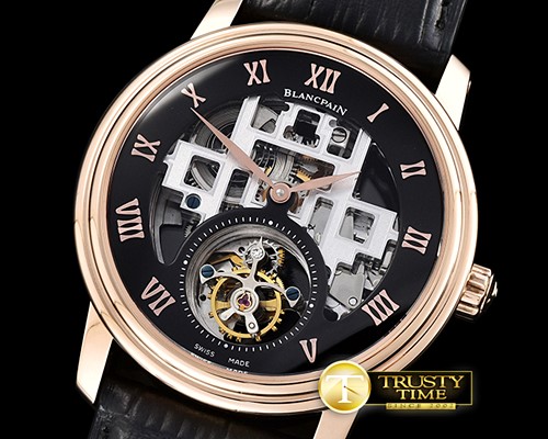 블랑팡 Fantasy Tourbillon Skeletonal RG/LE Blk Asia HW Tourb -BLP029C