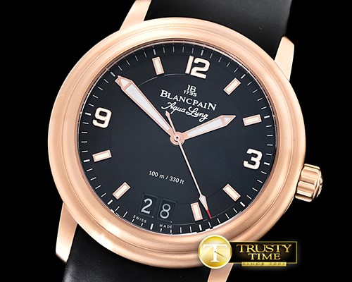 블랑팡 Leman Grande Date RG/LE Black/Num Asia 2824 Mod -BLP042