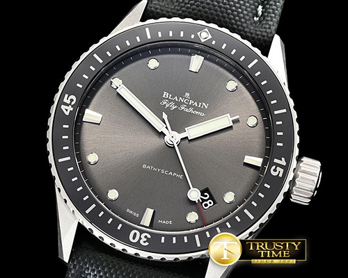 블랑팡 Fifty Fathoms Bathyscaphe SS/NY Grey ZF Asia 23J -BLP047