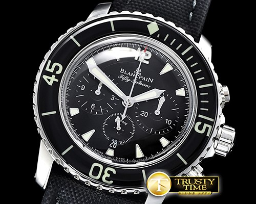 블랑팡 Fifty Fathoms Flyback Chrono SS/NY Black OMF Asia 7750 -BLP057