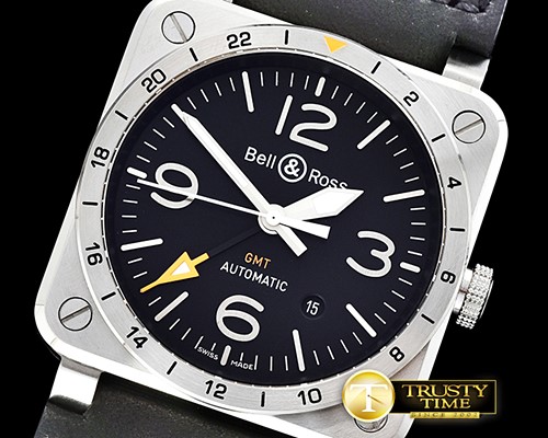 벨&로스 BR0393 GMT 42mm Automatic SS/LE Black Asia 2836 -BR091