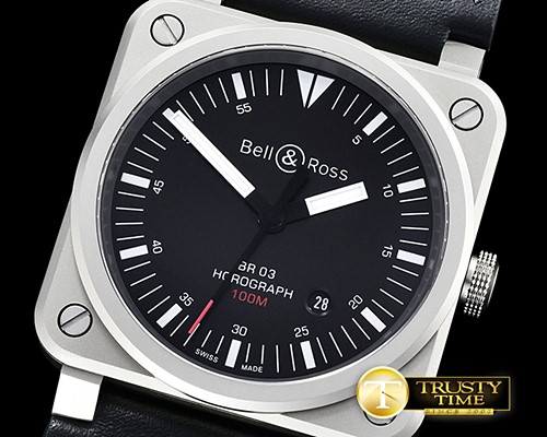 벨&로스 BR0392 Horograph Sandblasted SS/LE Black V2 Miyota 9015 -BR097
