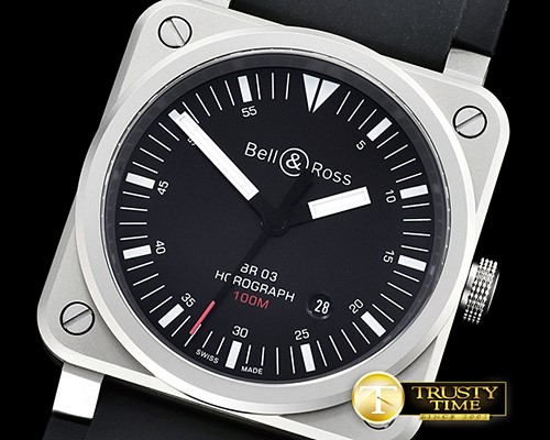 벨&로스 BR0392 Horograph Sandblasted SS/RU Black V2 Miyota 9015 -BR099