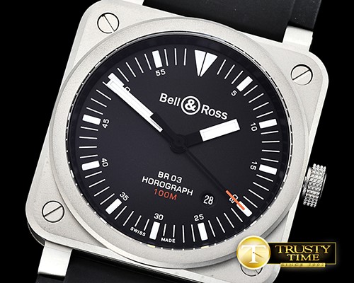 벨&로스 BR0392 Horograph Sandblasted SS/RU Black V2 Miyota 9015 -BR105A
