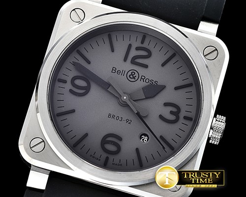 벨&로스 Bell Ross BR0392 42mm SS/RU Grey/Num/Stk V2 Miyota 9015 -BR105B