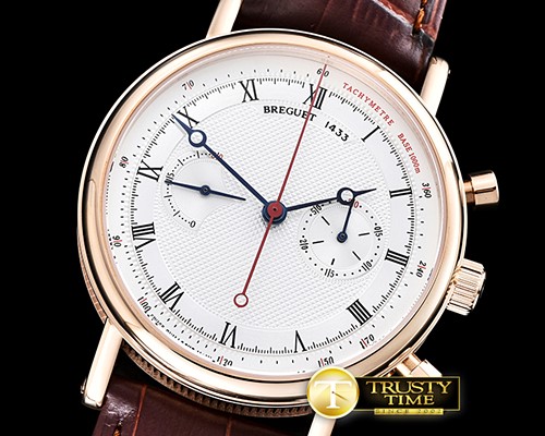 브레게 Classique Ref.1433 Chronograph RG/LE White Roman HW75 -BRE068A