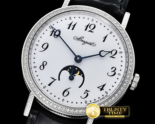 브레게 Breguet Classique MoonPhase Diam SS/LE White MY9015 Mod -BRE070B