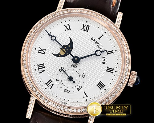 브레게 Classique MoonPhase Ref.3300 Diam RG/LE Wht MY9015 Mod -BRE083D