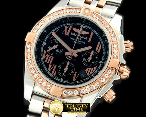 브라이틀링 Chronomat B01 TT SS/RG/Diam Black Roman A7750 -BSW0165A