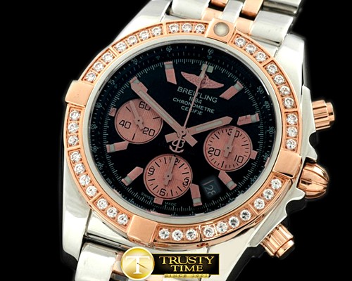 브라이틀링 Chronomat B01 TT SS/RG/Diam Black Sticks A7750 -BSW0165B