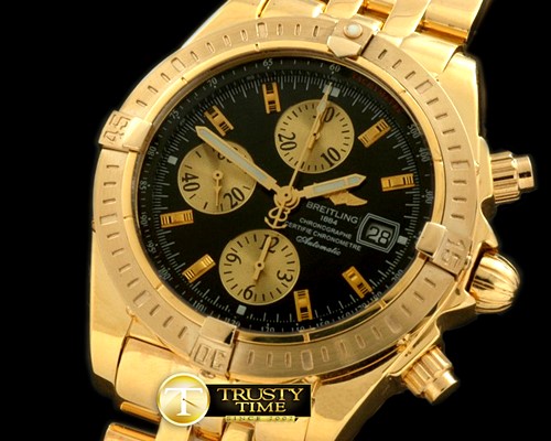 브라이틀링 Chronomat Evo YG/YG Brown Sticks A7750 28800bph -BSW0196D