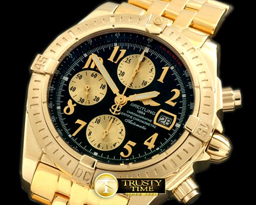 브라이틀링 Chronomat Evo YG/YG Black Num A7750 28800bph -BSW0196E