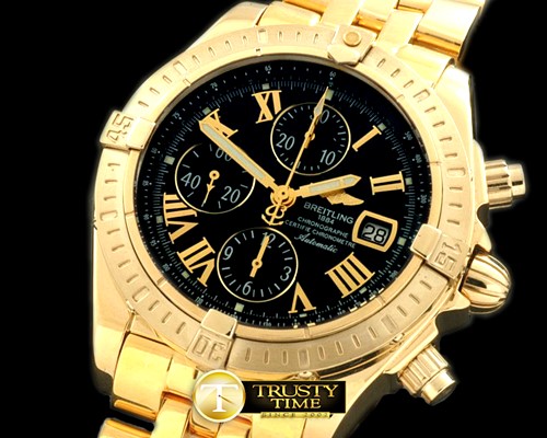 브라이틀링 Chronomat Evo YG/YG Black Roman A7750 28800bph -BSW0196F