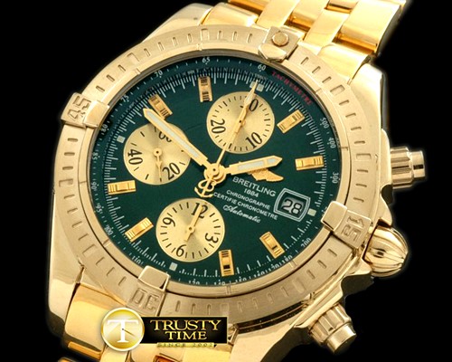 브라이틀링 Chronomat Evo YG/YG Green Sticks A7750 28800bph -BSW0196G