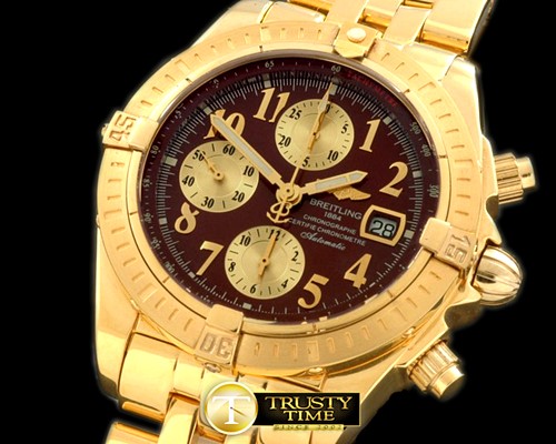 브라이틀링 Chronomat Evo YG/YG Brown Num A7750 28800bph -BSW0196J