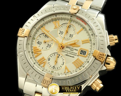 브라이틀링 Chronomat Evo SS/YG White Roman A7750 28800bph -BSW0197B