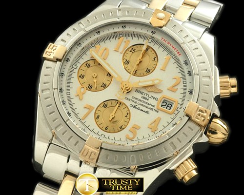 브라이틀링 Chronomat Evo SS/YG White Num A7750 28800bph -BSW0197C