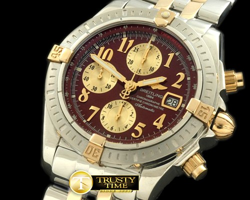 브라이틀링 Chronomat Evo SS/YG Brown Num A7750 28800bph -BSW0197D