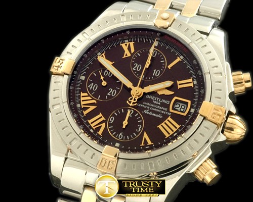 브라이틀링 Chronomat Evo SS/YG Brown Roman A7750 28800bph -BSW0197E