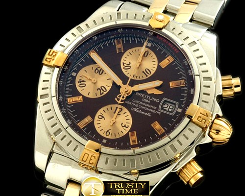 브라이틀링 Chronomat Evo SS/YG Brown Sticks A7750 28800bph -BSW0197F