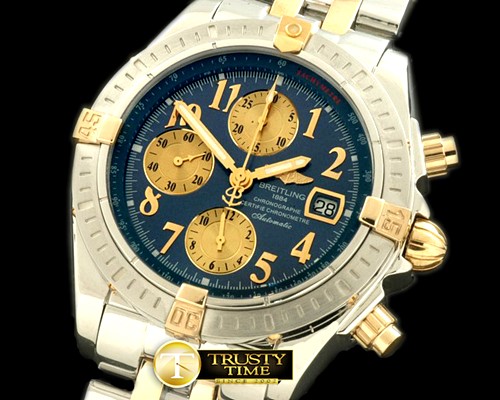 브라이틀링 Chronomat Evo SS/YG Blue Num A7750 28800bph -BSW0197G