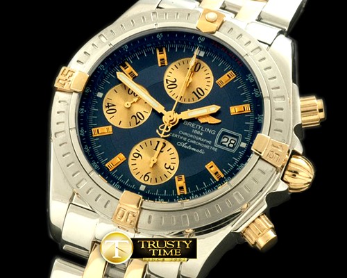 브라이틀링 Chronomat Evo SS/YG Blue Sticks A7750 28800bph -BSW0197H