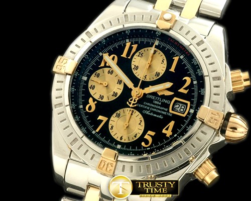 브라이틀링 Chronomat Evo SS/YG Black Num A7750 28800bph -BSW0197J
