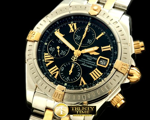 브라이틀링 Chronomat Evo SS/YG Black Roman A7750 28800bph -BSW0197K