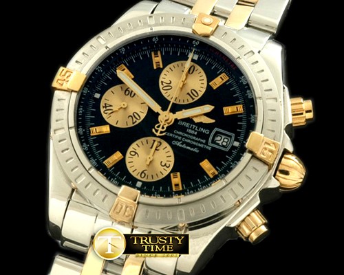 브라이틀링 Chronomat Evo SS/YG Black Sticks A7750 28800bph -BSW0197L