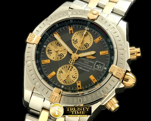 브라이틀링 Chronomat Evo SS/YG Grey Sticks A7750 28800bph -BSW0197M