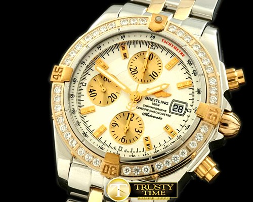 브라이틀링 Chronomat Evo SS/YG White Sticks A7750 28800bph -BSW0198A