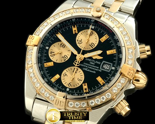 브라이틀링 Chronomat Evo SS/YG Black Sticks A7750 28800bph -BSW0198G