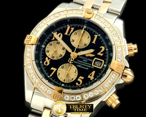 브라이틀링 Chronomat Evo SS/YG Black Num A7750 28800bph -BSW0198H