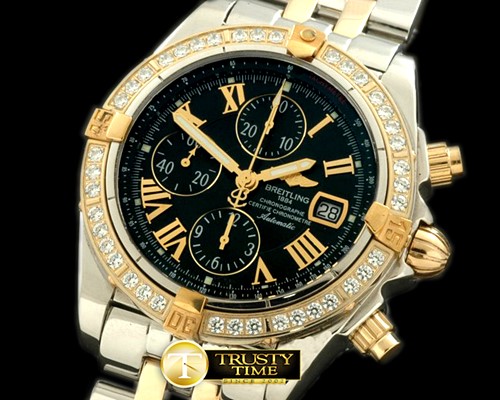 브라이틀링 Chronomat Evo SS/YG Black Roman A7750 28800bph -BSW0198I