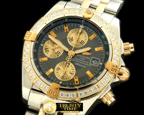 브라이틀링 Chronomat Evo SS/YG Grey Sticks A7750 28800bph -BSW0198J