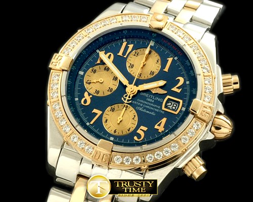 브라이틀링 Chronomat Evo SS/YG Black Num A7750 28800bph -BSW0198N