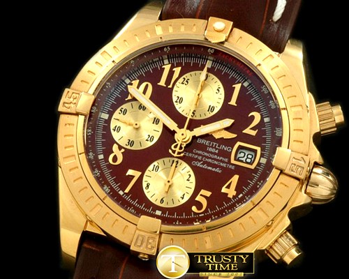 브라이틀링 Chronomat Evo YG/LE Brown Num A7750 28800bph -BSW0211F
