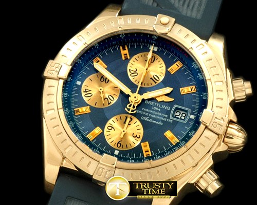 브라이틀링 Chronomat Evo YG/RU Blue Sticks A7750 28800bph -BSW0216A