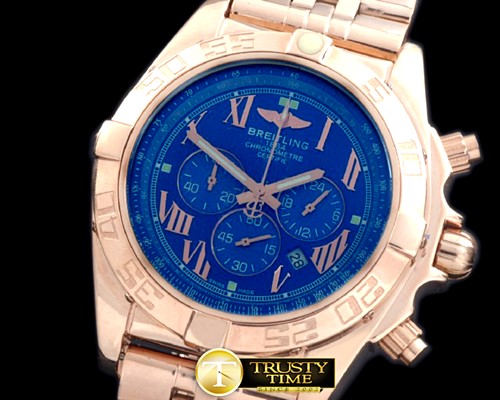 브라이틀링 Chronomat B01 RG/RG Blue Roman Jap OS20 Qtz -BSW0273G