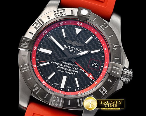 브라이틀링 Avenger II GMT BlackSteel DLC/TI/NY Blk/Red GF A2836 -BSW0340