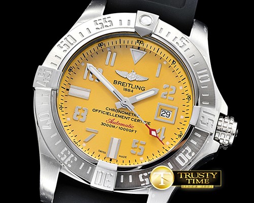 브라이틀링 Avenger II Seawolf SS/RU Yellow Num/Stk GF Asia 2836 -BSW0344B