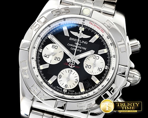 브라이틀링 Chronomat B01 SS/SS Black/Stick GF Asia 7750 Mod -BSW0362B