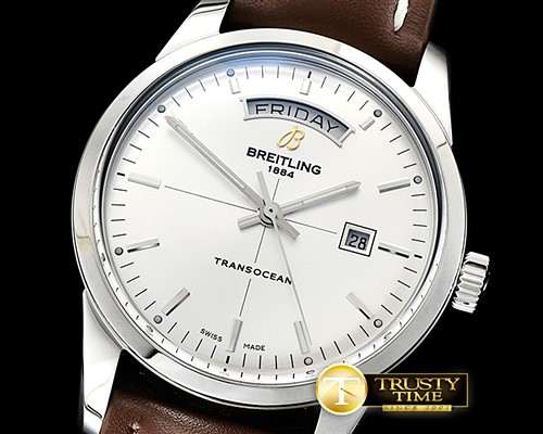 브라이틀링 Transocean Day Date SS/LE White V7F Asia 2824 -BSW0374A