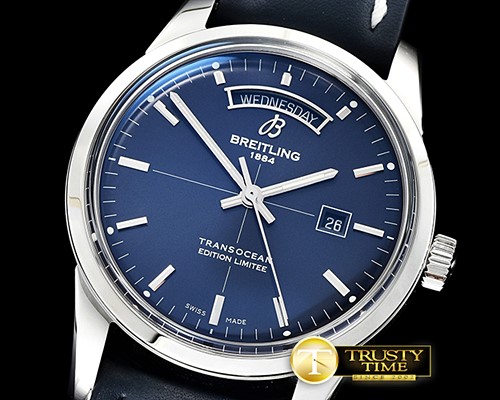 브라이틀링 Transocean Day Date SS/LE Blue V7F Asia 2824 -BSW0374B