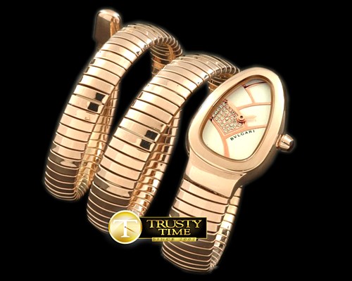 불가리 Serpenti Snake RG White/Diam Swiss Quartz -BVG0054E