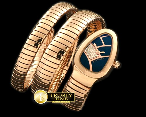 불가리 Serpenti Snake RG Black/Diam Swiss Quartz -BVG0054G