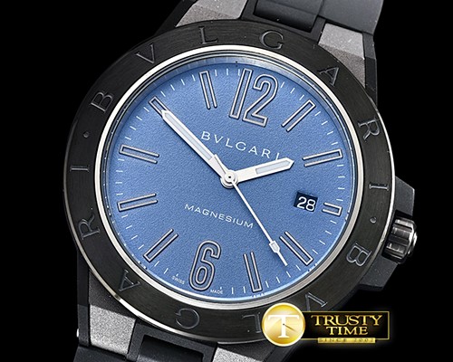 불가리 Diagono Magnesium 41 MG/RU Blue Jap Quartz -BVG0062D