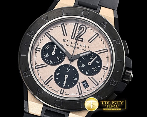 불가리 Diagono Magnesium Chrono PVD/MG/RU Pink Salmon VK Qtz -BVG0063A